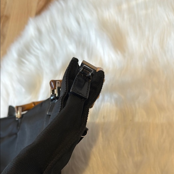 Gucci Black Nylon Tote Bag with Bamboo Handles - Picture 12 of 17